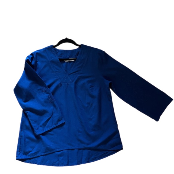 Conservative embroidered high low lagenlook Tunic Top V neck Blouse Boho - Picture 4 of 6